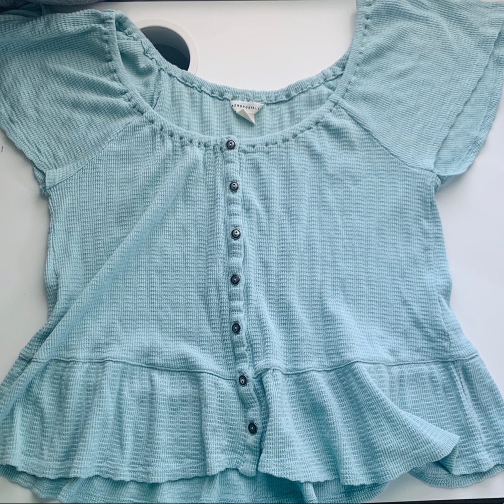 Aeropostal Baby blue peplum shirt🦋